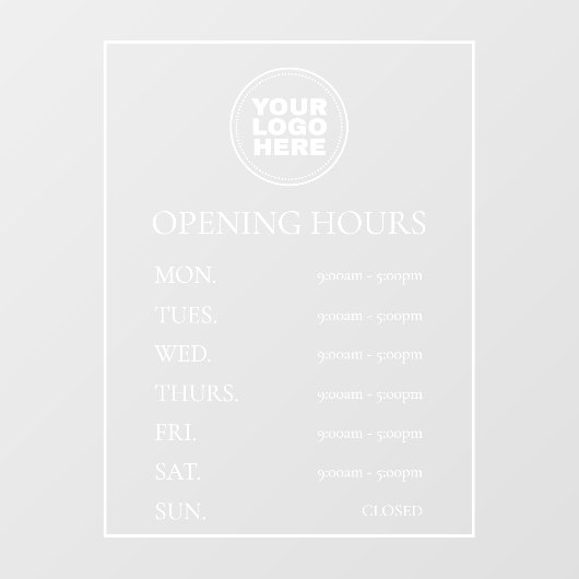 Eenvoudige minimale openingstijden van elegant raamsticker (Vel)