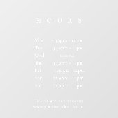 Eenvoudige minimale openingstijden voor Elegant Wh Raamsticker (Vel)