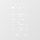 Eenvoudige minimale openingstijden voor Elegant Wh Raamsticker (Vel)