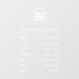 Eenvoudige minimale openingstijden voor Elegant Wh Raamsticker