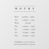 Eenvoudige minimale openingstijden voor zwart-wit raamsticker (Vel)