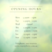 Eenvoudige minimale openingstijden voor zwart-wit raamsticker (Vel 3)