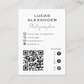 Eenvoudige Minimale OR Code Social Media Fotograaf Visitekaartje (Achterkant)