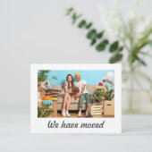 Eenvoudige, minimale persoonlijke bewegende aankon briefkaart (Staand voorkant)