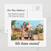 Eenvoudige, minimale persoonlijke bewegende aankon briefkaart (Voorkant / Achterkant)