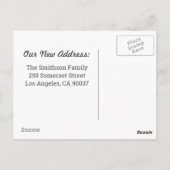 Eenvoudige, minimale persoonlijke bewegende aankon briefkaart (Achterkant)