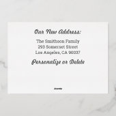 Eenvoudige, minimale persoonlijke bewegende aankon folie feestdagenkaart (Achterkant)