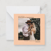 Eenvoudige minimale perzik bruiloft Save the Date  Notitiekaartje (Voorkant)