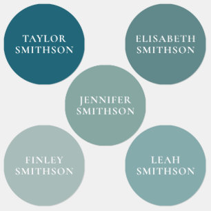 Eenvoudige minimale powder Blue Add Jouw naam Scho Labels