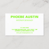 Eenvoudige minimale professionele fluo groene Limo Visitekaartje (Achterkant)