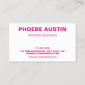 Eenvoudige minimale professionele fluo roze visitekaartje (Achterkant)