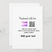 Eenvoudige minimale q of code logo scan code naam feestdagenkaart (Voorkant / Achterkant)