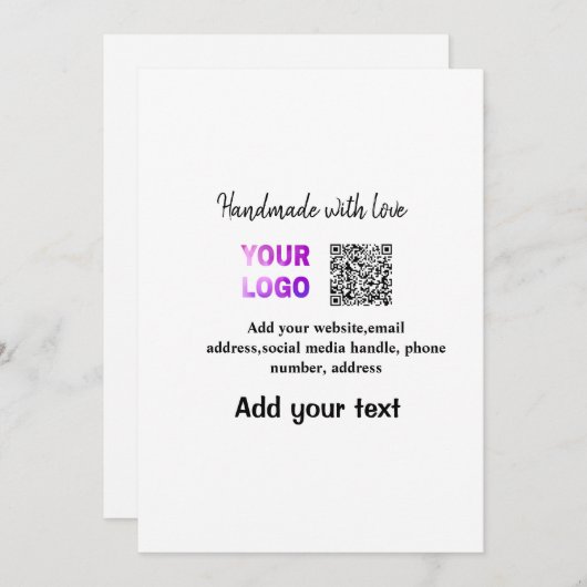 Eenvoudige minimale q of code logo scan code naam feestdagenkaart (Voorkant / Achterkant)