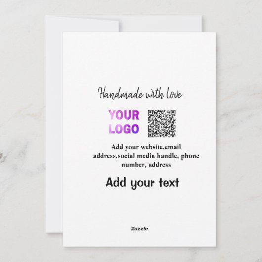 Eenvoudige minimale q of code logo scan code naam feestdagenkaart (Achterkant)