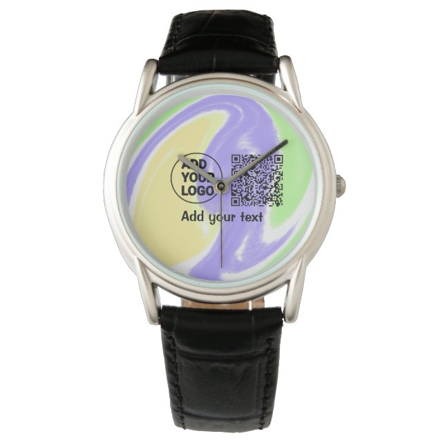 Eenvoudige minimale q of code logo scan code naam horloge (Voorkant)