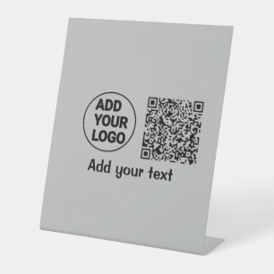 Eenvoudige minimale q of code logo scan code naam reclamebord met voetstuk