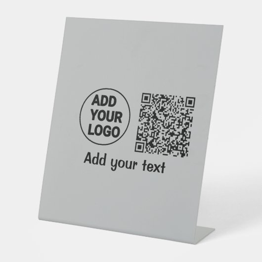 Eenvoudige minimale q of code logo scan code naam reclamebord met voetstuk (Voorkant)