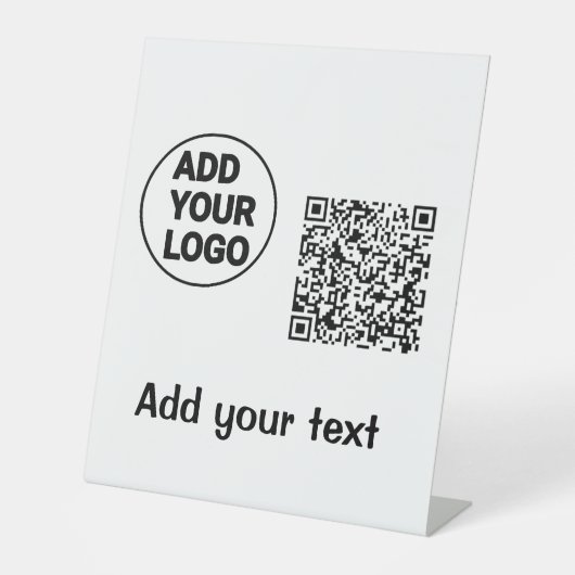 Eenvoudige minimale q of code logo scan code naam reclamebord met voetstuk (Voorkant)