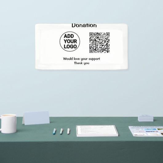 Eenvoudige minimale q of code toevoegen logo socia spandoek (Beurs)