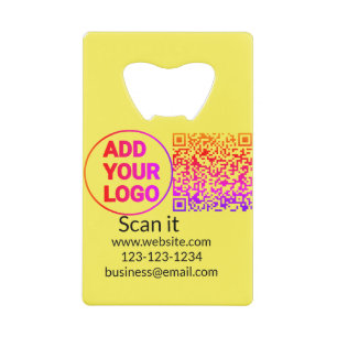 Eenvoudige minimale q r code logo toevoegen scan c creditkaart flessenopener