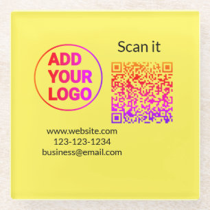 Eenvoudige minimale q r code logo toevoegen scan c glazen onderzetter