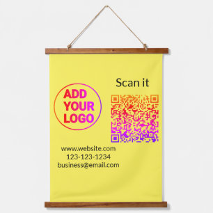 Eenvoudige minimale q r code logo toevoegen scan c hangend wandkleed
