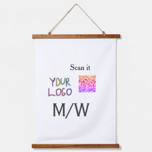 Eenvoudige minimale q r code logo toevoegen scan c hangend wandkleed