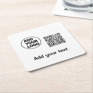 Eenvoudige minimale q r code logo toevoegen scan c kartonnen onderzetters