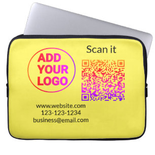 Eenvoudige minimale q r code logo toevoegen scan c laptop sleeve