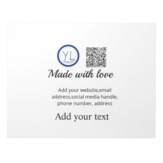 Eenvoudige minimale q r code logo toevoegen scan c notitieblok (Voorkant)