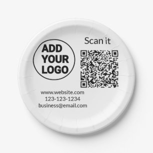 Eenvoudige minimale q r code logo toevoegen scan c papieren bordje
