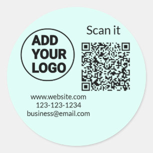 Eenvoudige minimale q r code logo toevoegen scan c ronde sticker