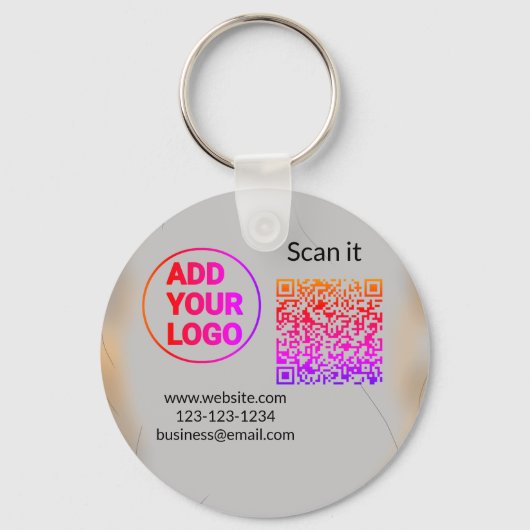 Eenvoudige minimale q r code logo toevoegen scan c sleutelhanger (Voorkant)