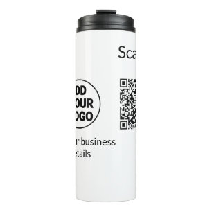 Eenvoudige minimale q r code logo toevoegen scan c thermosbeker