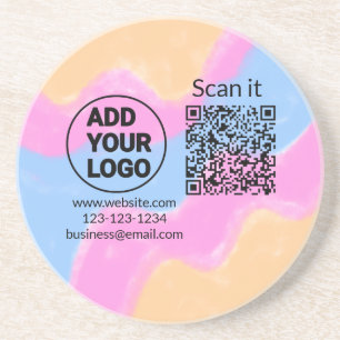 Eenvoudige minimale q r code logo toevoegen scan c zandsteen onderzetter