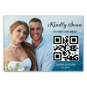 Eenvoudige minimale QR-code bruiloft menu foto chi Kaart (Achterkant)