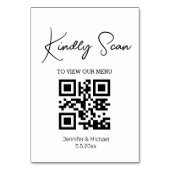 Eenvoudige minimale QR-code huwelijksmenu Kaart (Voorkant)