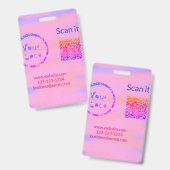 Eenvoudige minimale QR-code logo toevoegen scan co Badge (Voor- en achterkant)