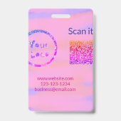 Eenvoudige minimale QR-code logo toevoegen scan co Badge (Achterkant)