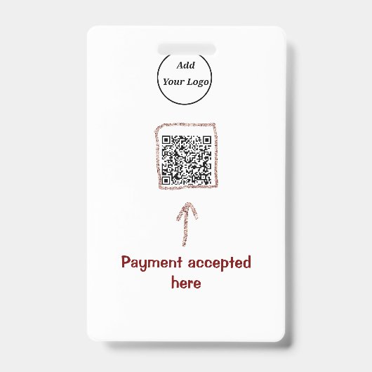 Eenvoudige minimale QR-code logo toevoegen scan co Badge (Voorzijde)