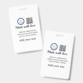 Eenvoudige minimale QR-code logo toevoegen scan co Badge (Voor- en achterkant)