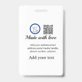 Eenvoudige minimale QR-code logo toevoegen scan co Badge (Achterkant)
