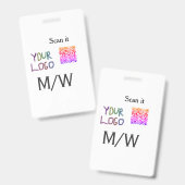 Eenvoudige minimale QR-code logo toevoegen scan co Badge (Voor- en achterkant)