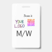 Eenvoudige minimale QR-code logo toevoegen scan co Badge (Achterkant)