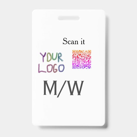 Eenvoudige minimale QR-code logo toevoegen scan co Badge (Voorzijde)