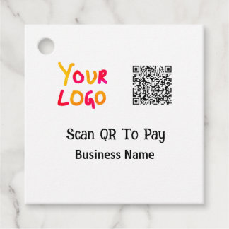 Eenvoudige minimale QR-code om logo bedrijfsnaam t Bedankjes Labels
