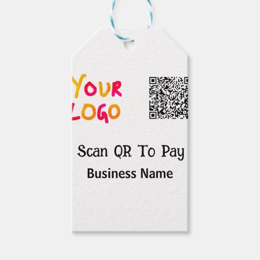 Eenvoudige minimale QR-code om logo bedrijfsnaam t Cadeaulabel (Voorkant)
