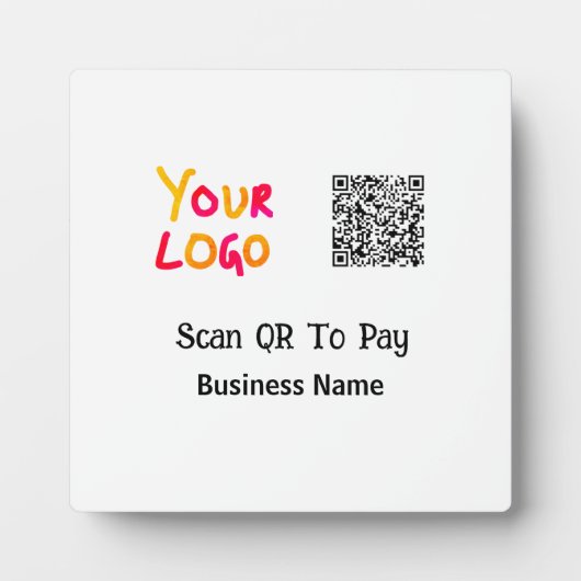 Eenvoudige minimale QR-code om logo bedrijfsnaam t Fotoplaat (Voorkant)