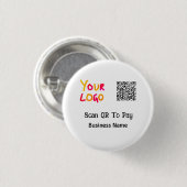 Eenvoudige minimale QR-code om logo bedrijfsnaam t Ronde Button 3,2 Cm (Voorkant /achterkant)