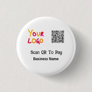 Eenvoudige minimale QR-code om logo bedrijfsnaam t Ronde Button 3,2 Cm
